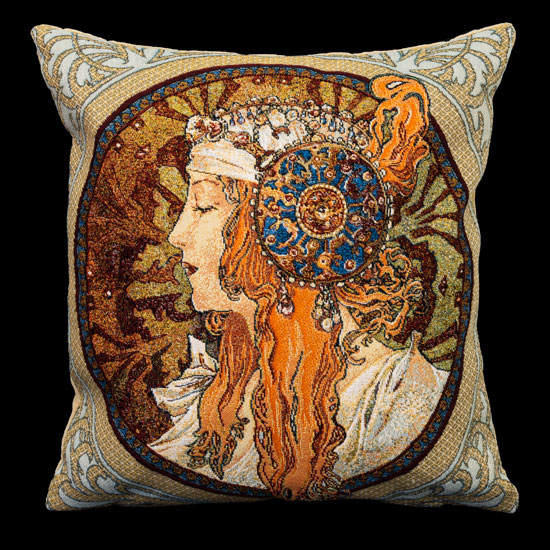 Mucha cushion cover : Byzantine Redhead