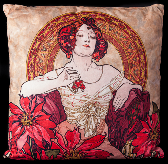 Alfons Mucha cushion : Ruby