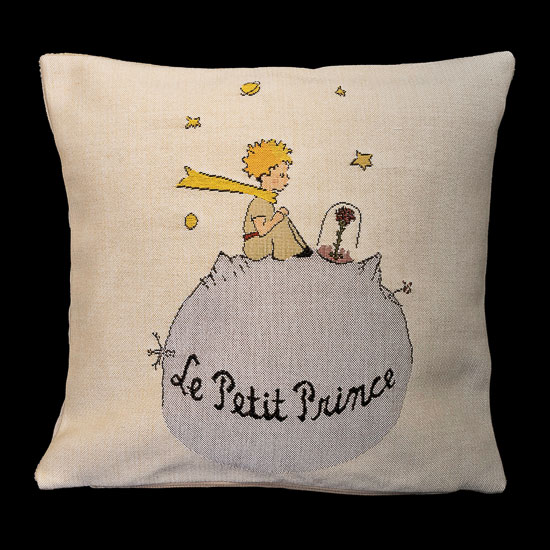 cojín Saint Exupéry : Little Prince, Planet and flower