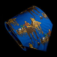 Cravate en soie Edgar Degas, Aux courses (bleu)