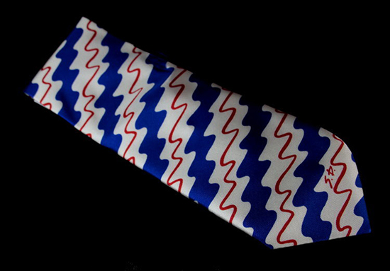 Cravate soie Sonia Delaunay : Vague (bleu)