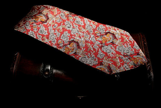 Cravate soie Raoul Dufy : La chasse (rouge)