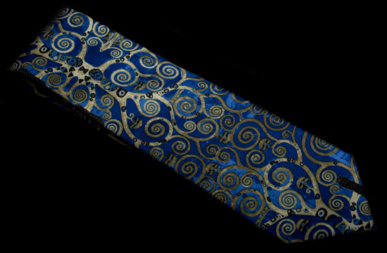Gustav Klimt Silk tie : The tree of life (Blue)