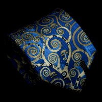 Cravate en soie Gustav Klimt, L'arbre de vie (Bleu)