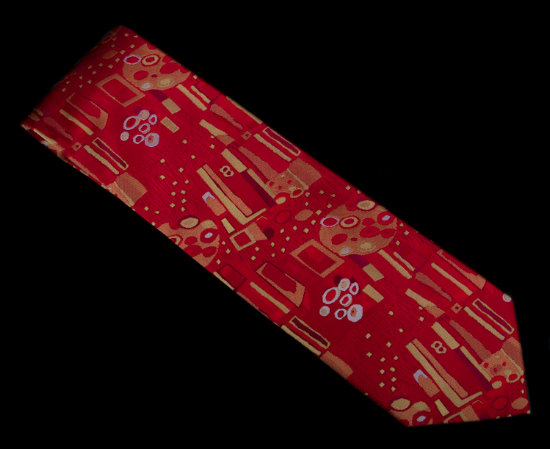 Cravate soie Gustav Klimt : Motifs Art Nouveau (rouge)
