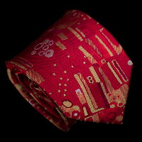 Cravate en soie Gustav Klimt, Motifs Art Nouveau (rouge)