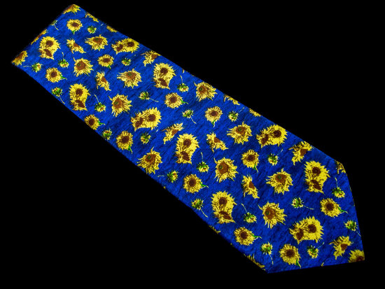 Cravate soie Van Gogh : Tournesols (bleu)
