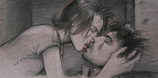 Enki Bilal poster print, Julia et Roem : The kiss