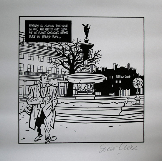 Serge CLERC : Palais Royal, Noir et blanc : Litografa original firmada por l'artista sobre un lujuoso papel vlin