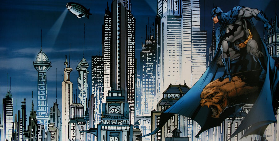 DC Comics : Gotham City Skyline : 100 x 50 cm. Reproduction in Fine Art
