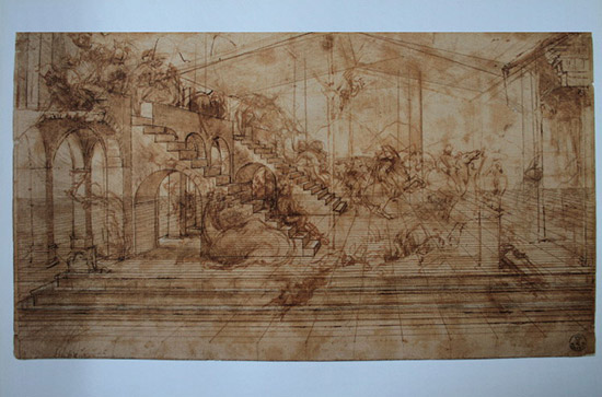 Lámina Leonardo Da Vinci, Estudio de la perspectiva para el fondo de la Adoración de los Magos, 1481-1484