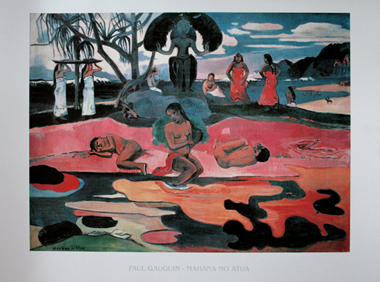 Paul GAUGUIN : Mahana No Atua : Reproducción, lámina sobre un hermoso papel de lujo