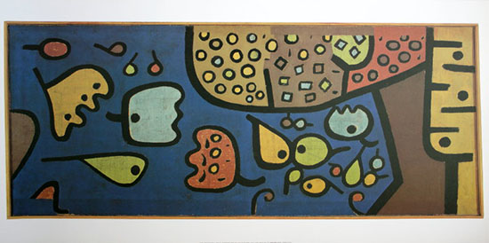 Paul Klee poster, Fruits on blue bottom, 1938