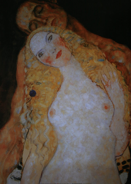 Gustav Klimt poster print, Adam and Eve, 1918