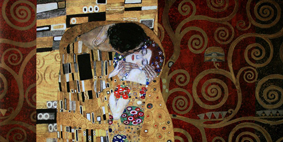 Gustav Klimt poster print, The kiss (gold)