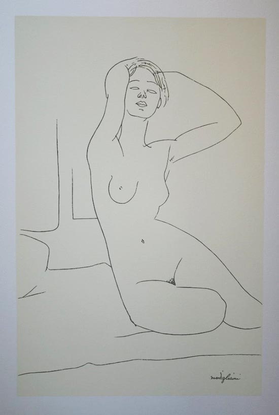 Sérigraphie Amedeo Modigliani : Nu aux bras levés, 1917