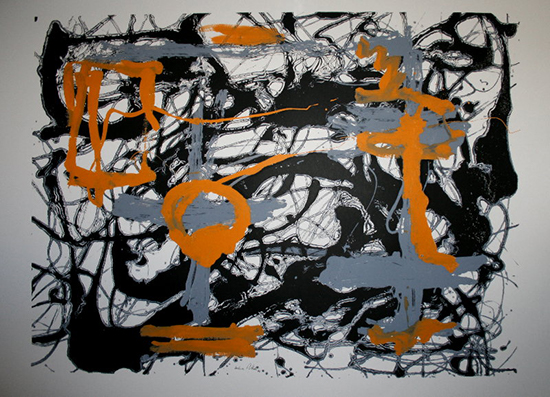 Jackson Pollock : sérigraphie : Jaune, gris, noir