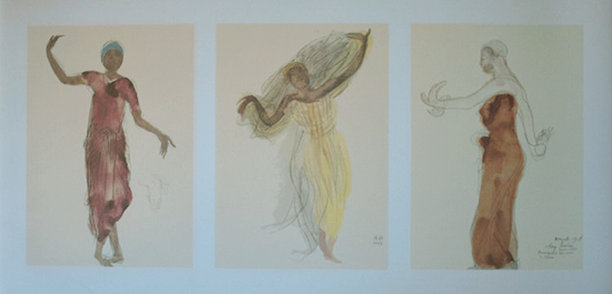 Affiche Auguste Rodin : Triptyque : Danseuses cambodgiennes I, 1906