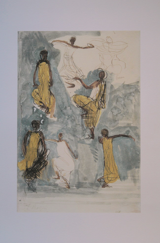 Lmina Auguste Rodin, Triptico : Bailarinas camboyanas III, 1906