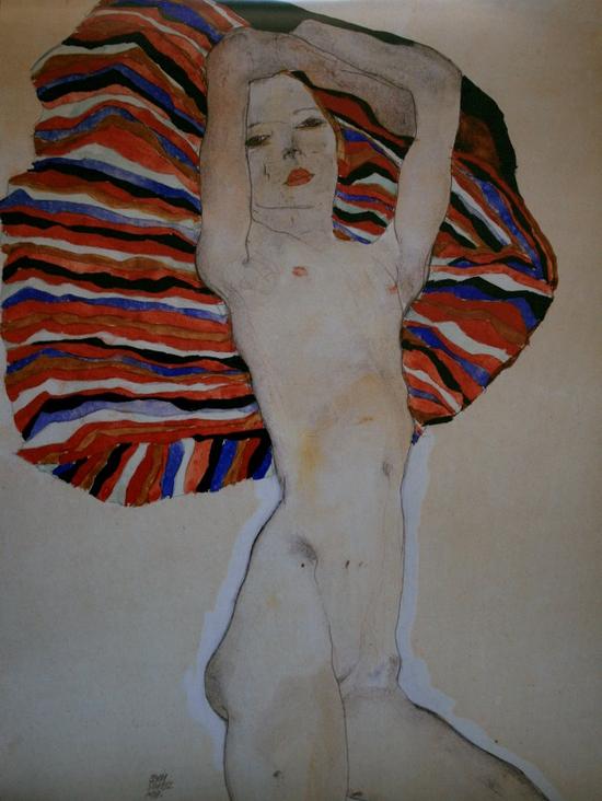 Egon SCHIELE : Act Against Coloured Material, 1911, Riproduzione, Stampa d'Arte poster 80 x 60 cm