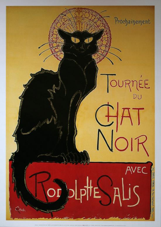 Theophile-Alexandre STEINLEN : Il Gatto nero, 1896, Riproduzione, Stampa d'Arte poster 70 x 50 cm