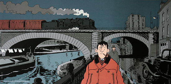 Affiche de Jacques Tardi : Nestor Burma dans le 19e Arrondissement de Paris