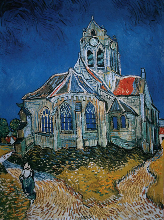 Lámina Vincent Van Gogh, La iglesia de Auvers-sur-Oise, 1890