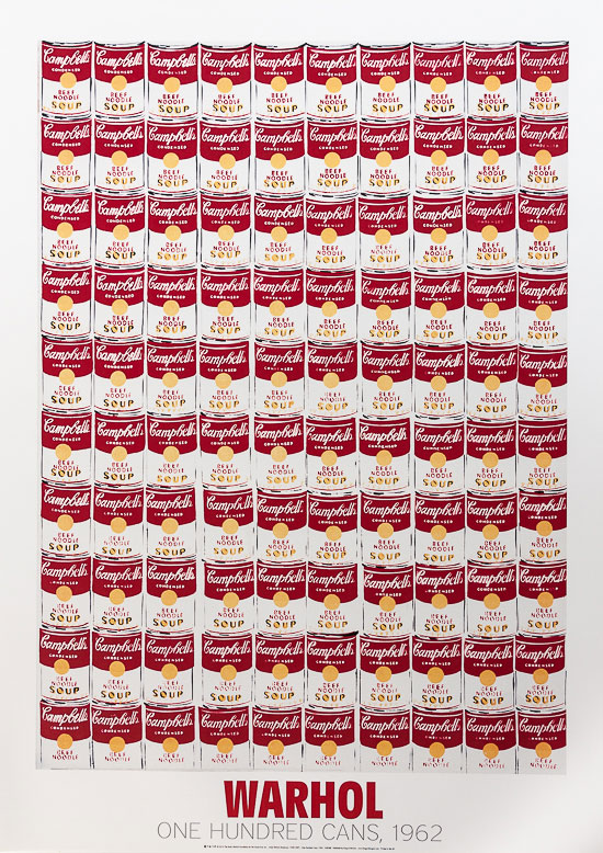 Andy Warhol poster print, 100 Cans