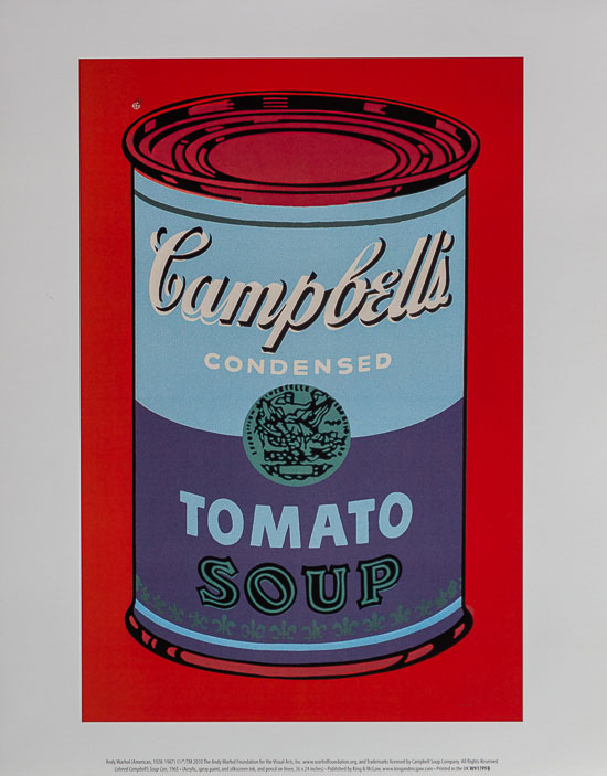 Andy Warhol poster print, Campbell's Soup Can, 1965 (blue & purple)