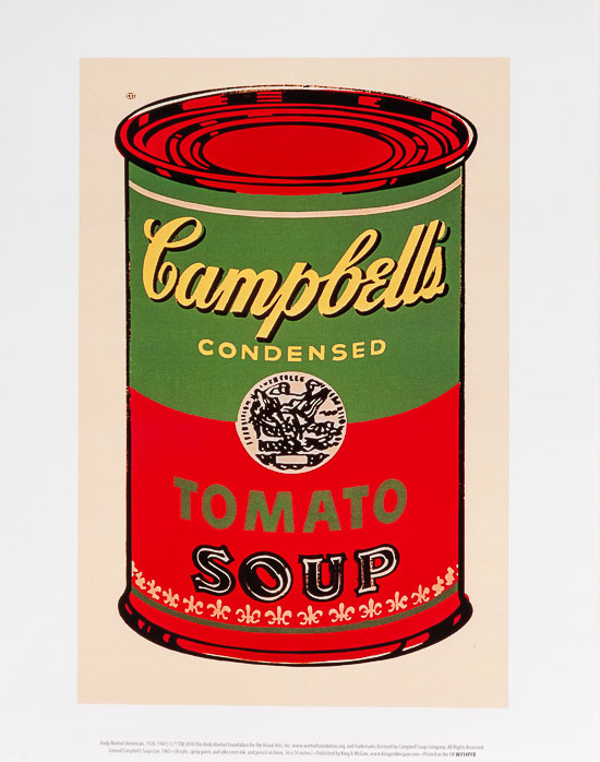 Andy Warhol poster print, Campbell's Soup Can, 1965 (green & red)