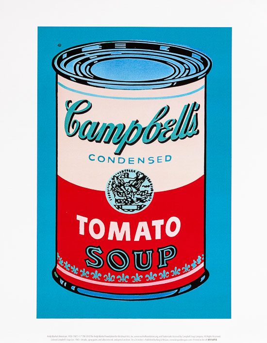 Andy Warhol poster print, Campbell's Soup Can, 1965 (pink & red)