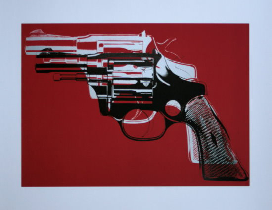 Lámina Andy Warhol, Gun (on red), 1981-82