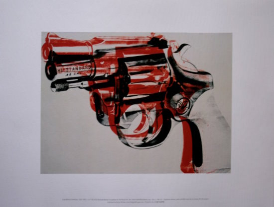 Andy Warhol poster print, Gun (black, red, white), 1982