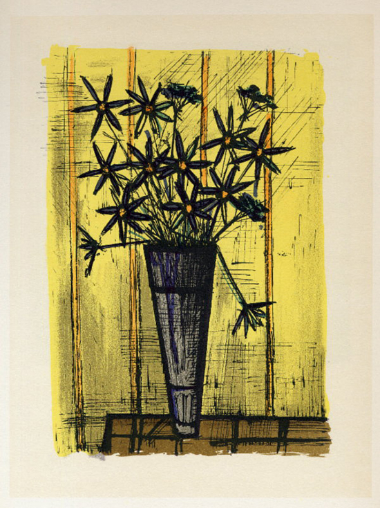 Lithographie Bernard Buffet : Bouquet de Fleurs, 1967