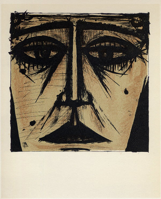 Lithographie Bernard Buffet : Visage, 1967