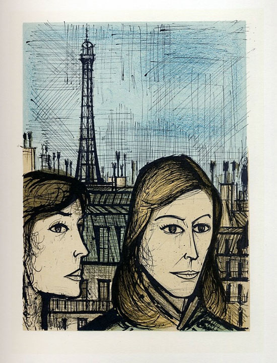 Bernard Buffet lithograph, Les Parisiennes, 1967