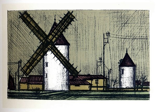 Lithographie Bernard Buffet : Moulin  vent, 1967
