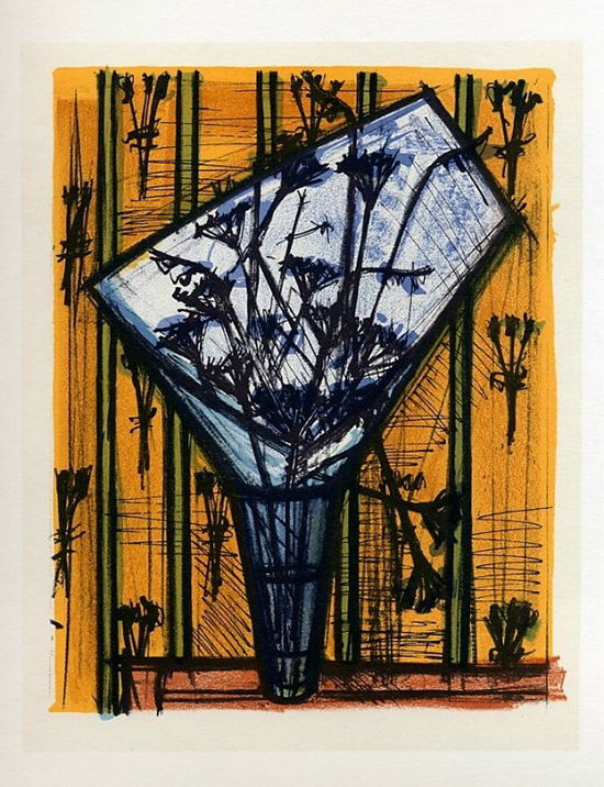 Lithographie Bernard Buffet : Fleurs, 1967