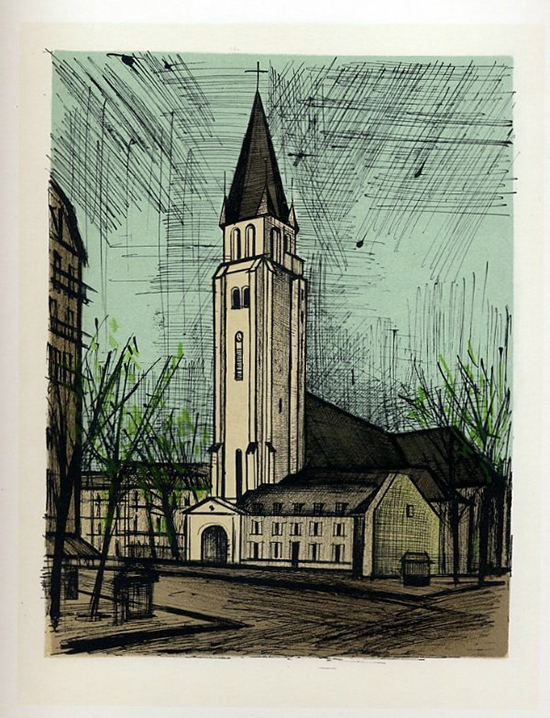 Bernard Buffet lithograph, Saint-Germain-des-Prs, 1967
