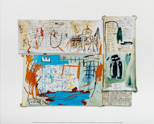 Affiche Jean Michel Basquiat, Piscine versus the best hotels, 1982