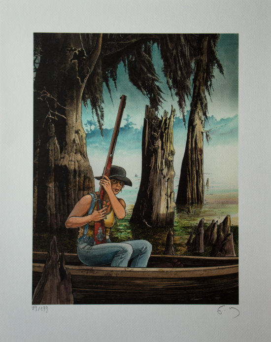 Affiche signée de François Bourgeon : Les Passagers du vent - La Petite Fille Bois Caïman II