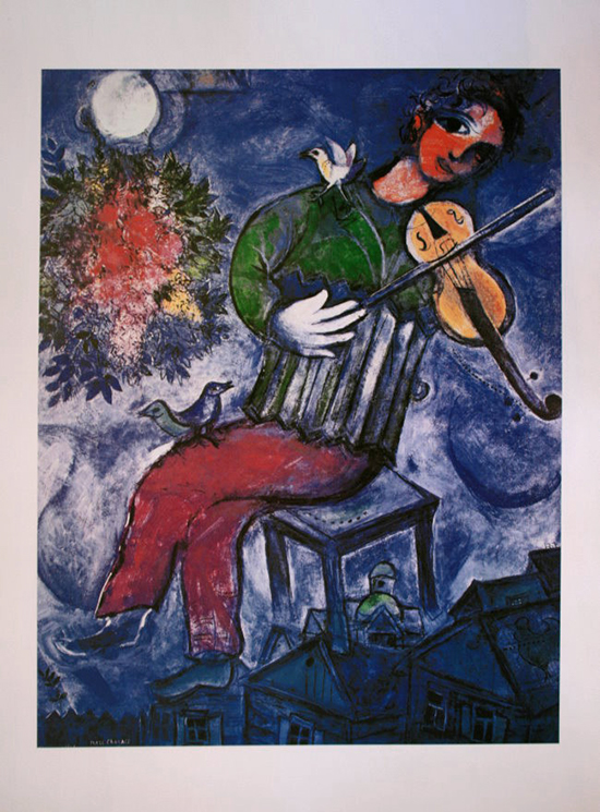 Marc Chagall poster print, The blue violinist