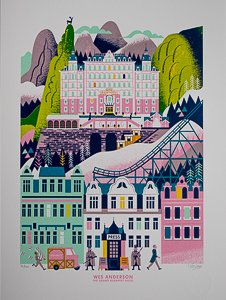 Alexandre Clérisse serigraph, Budapest Hotel (Wes Anderson)