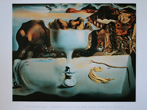 Salvador Dali print, Apparition of a Face and Fruit Dish on a Beach, 1938