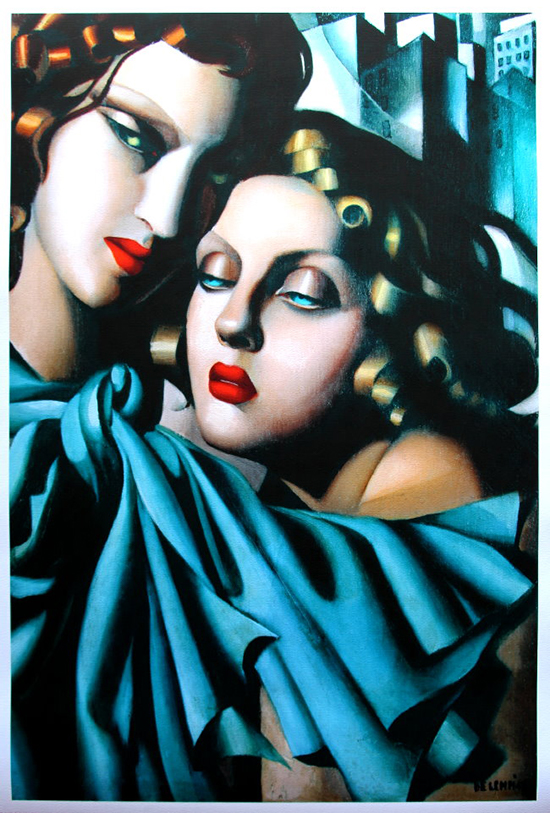 Lámina Tamara De Lempicka, Jeunes filles à l'étole bleue