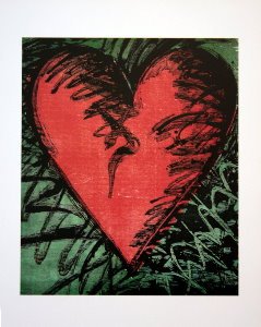 Jim Dine poster, Rancho Woodcut Heart