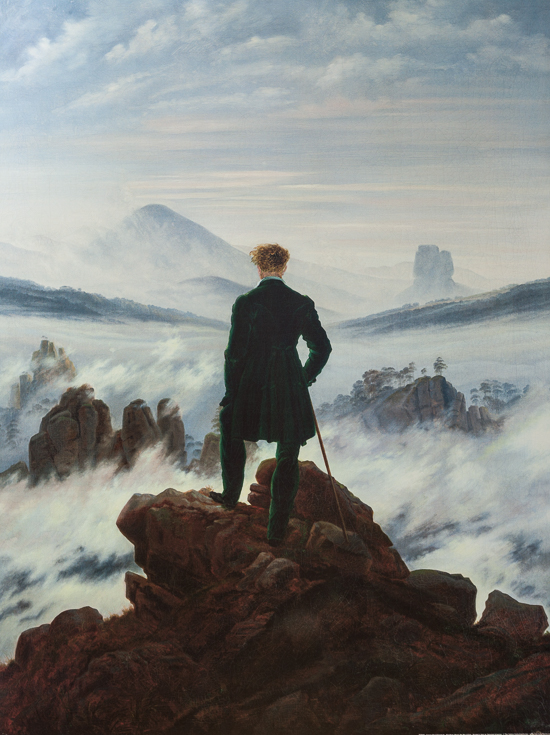 Friedrich : Le Voyageur contemplant une mer de nuages