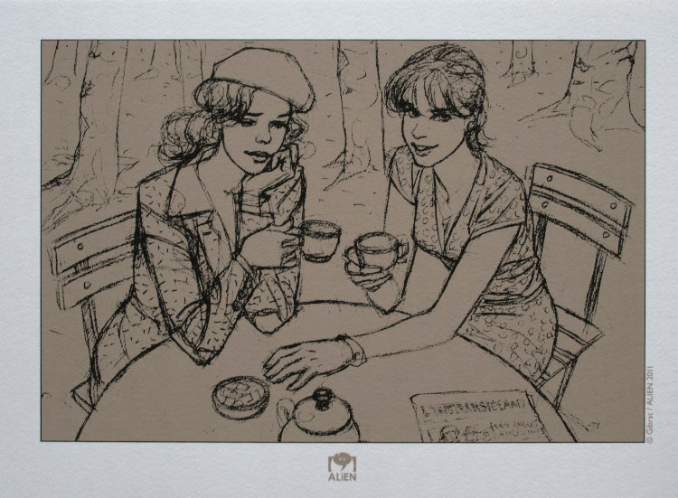 Sérigraphie de Jean-Pierre Gibrat : Tea Time 30 x 20 cm