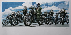 Affiche d'Art signée Guarnido, Blacksad, bikers