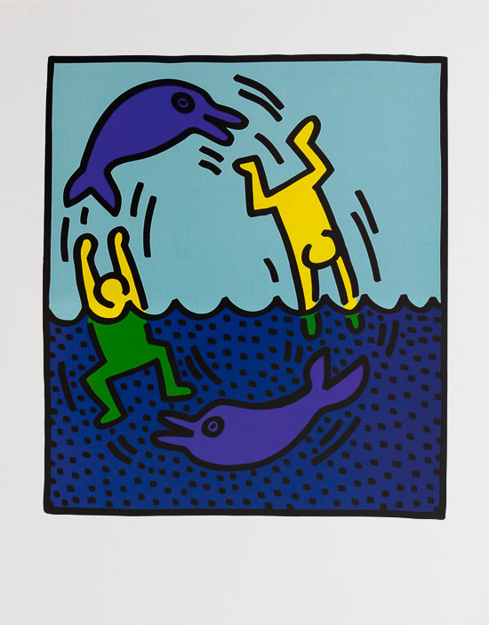 Keith Haring poster print, Dolphins, 1983